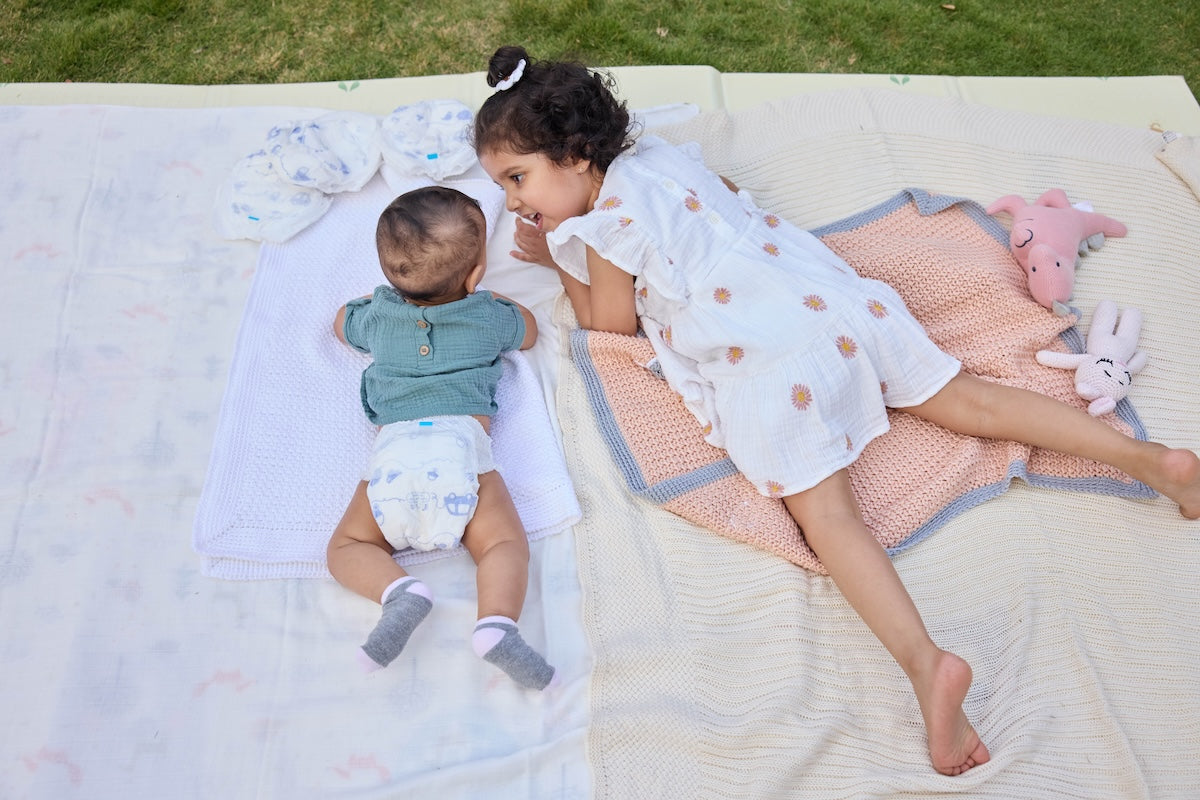 Two Babies in Pokito Baby Pants in the Garden - Pokito Baby